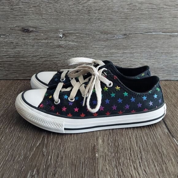 Junior/Girls Rainbow Stars Converse Chuck Taylor All-Star Shoes size 1 Black - Picture 1 of 9